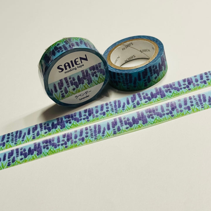 LAVENDER FIELDS APLENTY Saien Masking Washi Tape ~ 1 Roll ~ 15mm x 7m (23 Feet)