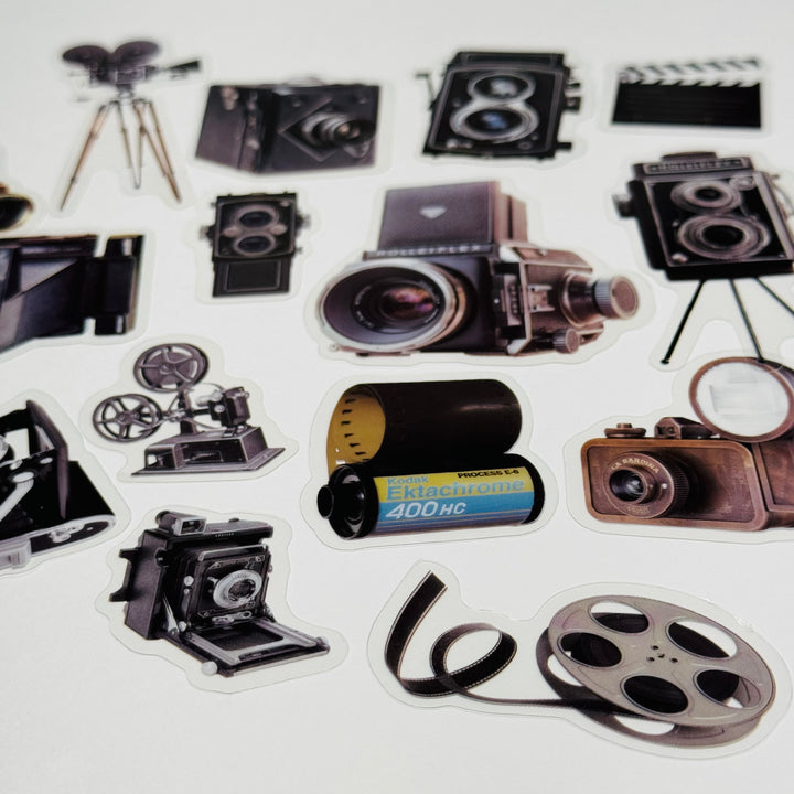 OLD FASHIONED CAMERAS & FILM EQUIPMENT Peelable Stickers  ~ 15 Pieces