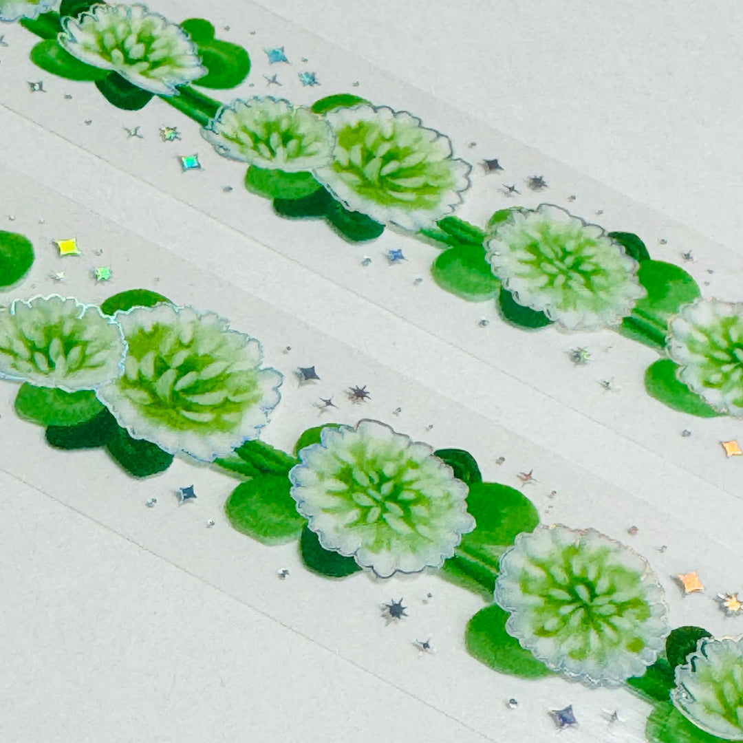 LUCKY WHITE Clover World Craft PET Washi Tape ~ 1 Roll ~ 20mm x 5m (16 Feet) ~ 1 Roll ~ 20mm x 5m (16 Feet)