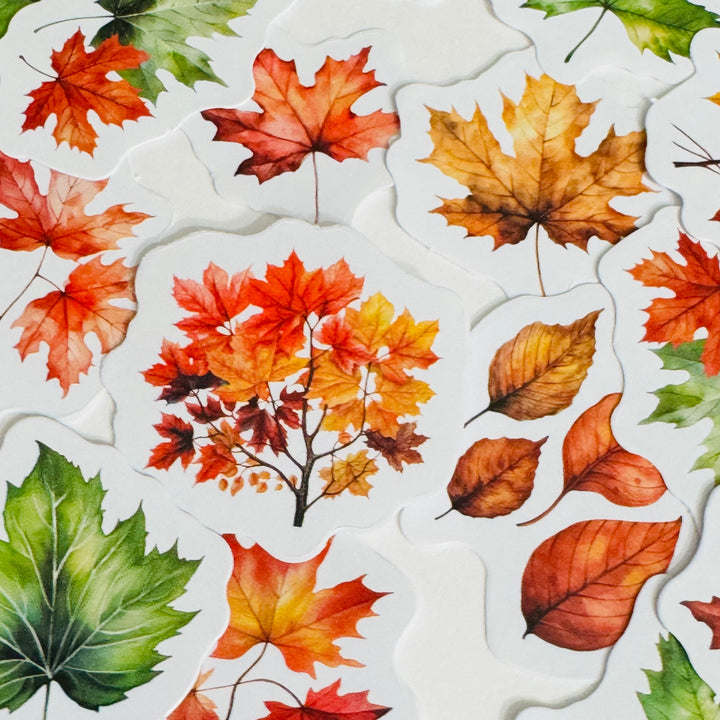 AUTUMN LETTER LEAF (LEAVES) Peelable Stickers  ~ 45 Pieces ~ Each Sticker is Approximately 38mm