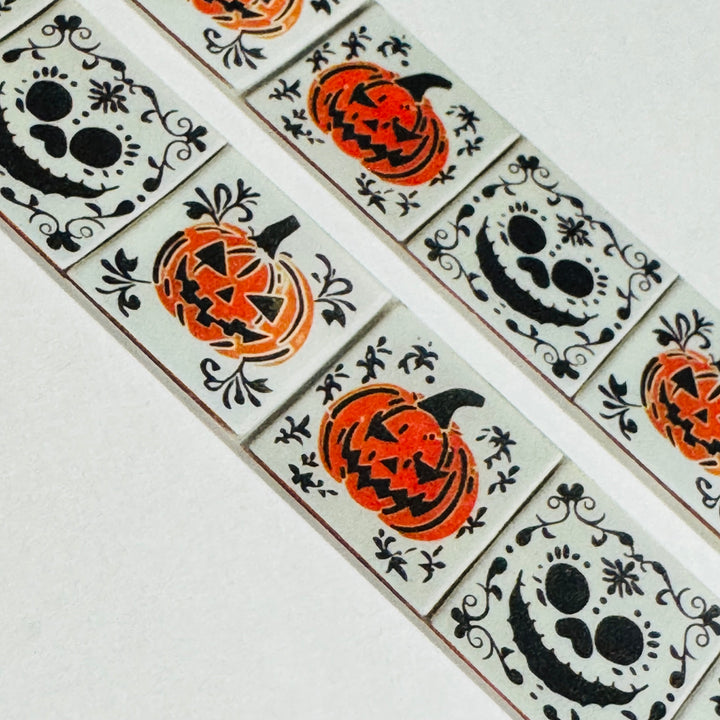STENCILED HALLOWEEN WHITEWASHED Tiles Amanda Mischell Washi Tape ~ 1 Roll ~ 18mm x 10m (33 Feet)