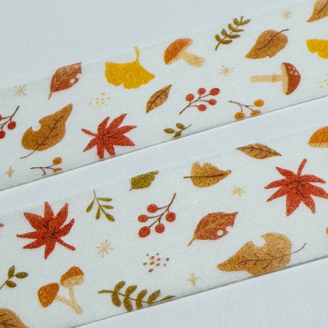FALLING AUTUMN LEAVES Saien Masking Washi Tape ~ 1 Roll ~ 20mm x 7m (23 Feet)