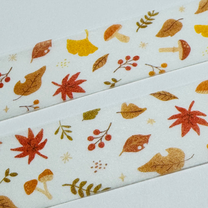 FALLING AUTUMN LEAVES Saien Masking Washi Tape ~ 1 Roll ~ 20mm x 7m (23 Feet)