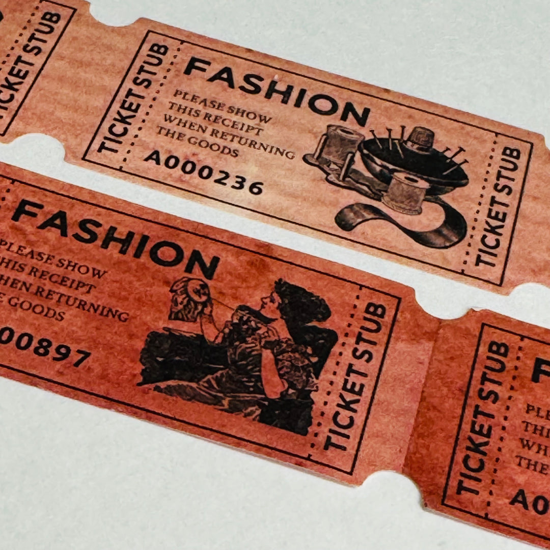 VINTAGE FASHION SEWING Forms Red Kraft Tickets Washi Tape ~ 1 Roll ~ 25mm x 3m (10 Feet)
