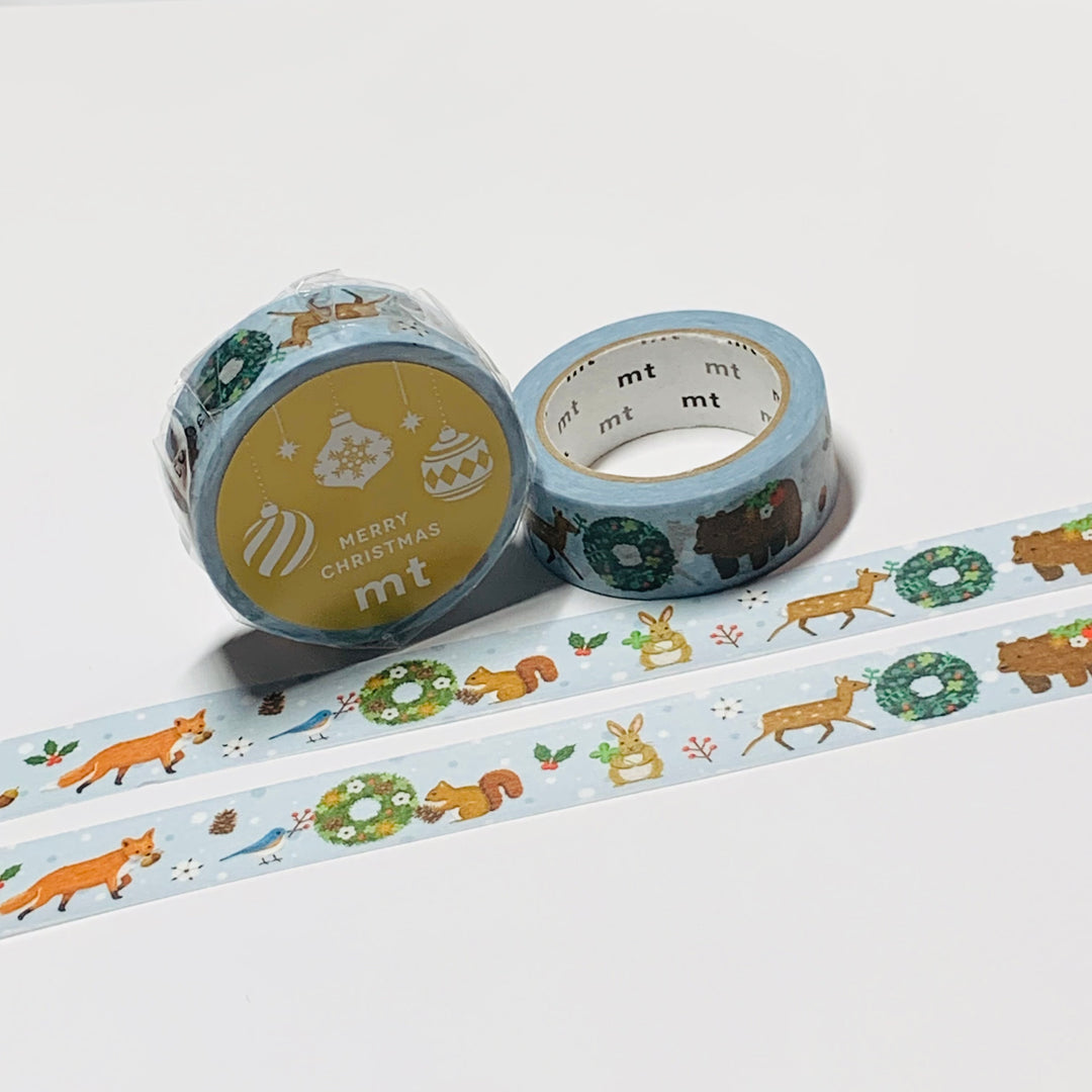 FOREST ANIMAL WREATH CHRISTMAS 2023 MT Washi Tape ~ 1 Roll ~ 15mm x 7m (23 Feet)