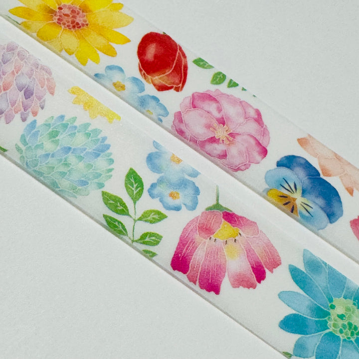 PERKY PASTEL FLOWERS Floral World Craft Washi Tape ~ 1 Roll ~ 15mm x 7m (23 Feet)