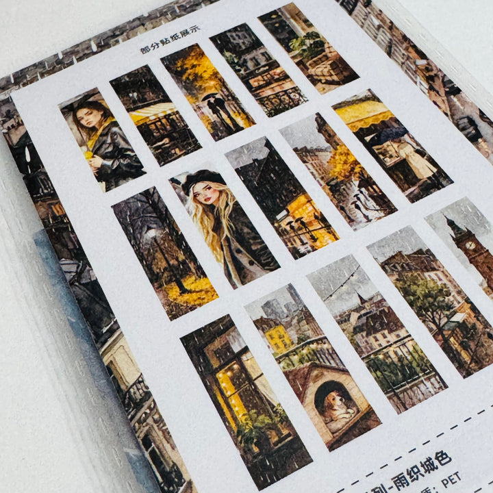 RAINY DAY GIRL In The City Ephemera Sticker Pack ~ 25 Pieces ~ 30mm x 95mm