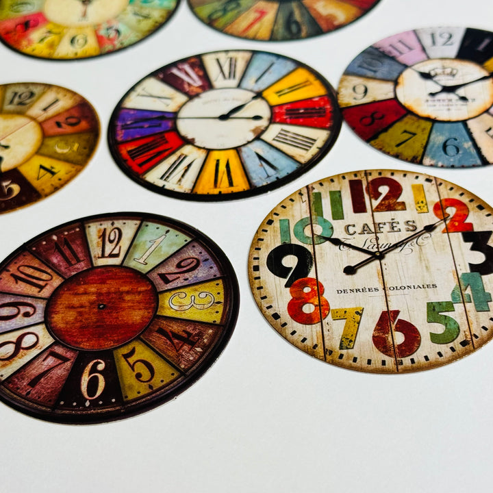 GRUNGE CLOCK FACES Ephemera For Journals Scrapbooks and Planners  ~ 10 Pieces ~ Each Piece is 60mm