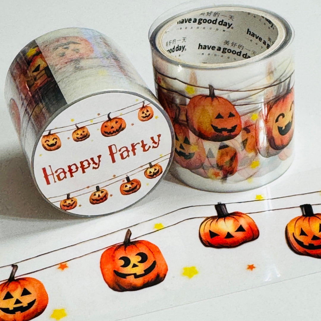 JACK-O-LANTERNS OUTDOOR GARLAND Halloween PET Washi Tape ~ 1 Roll ~ 40mm x 2m (7 Feet)