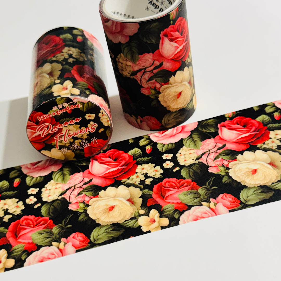 ROMANTIC ROCOCO HEIRLOOM ROSES Large Washi Tape ~ 1 Roll ~ 60mm x 2m (7 Feet)