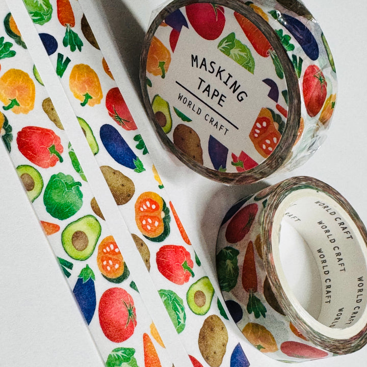 VINE RIPENED VEGETABLES World Craft Washi Tape ~ 1 Roll ~ 15mm x 7m (23 Feet)