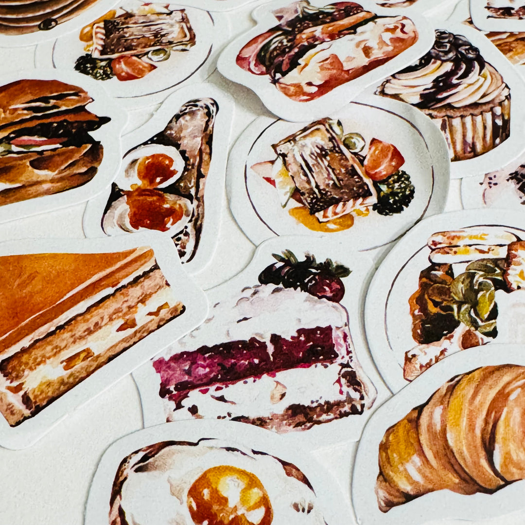 BREAKFAST PASTRIES & PANCAKES Peelable Stickers  ~ 46 Pieces ~ Each Sticker is Approximately 38mm
