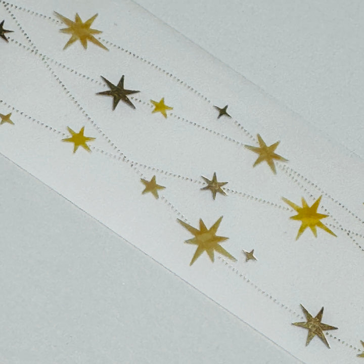 GOLD STAR CHRISTMAS GARLAND CHAIN Mind Wave PET Washi Tape ~ 1 Roll ~ 30mm x 3m (10 Feet)