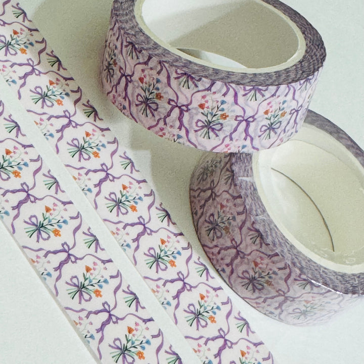 PURPLE LAVENDER FLORAL Bouquet Washi Tape - 1 Roll - 15mm x 10m (33 Feet)