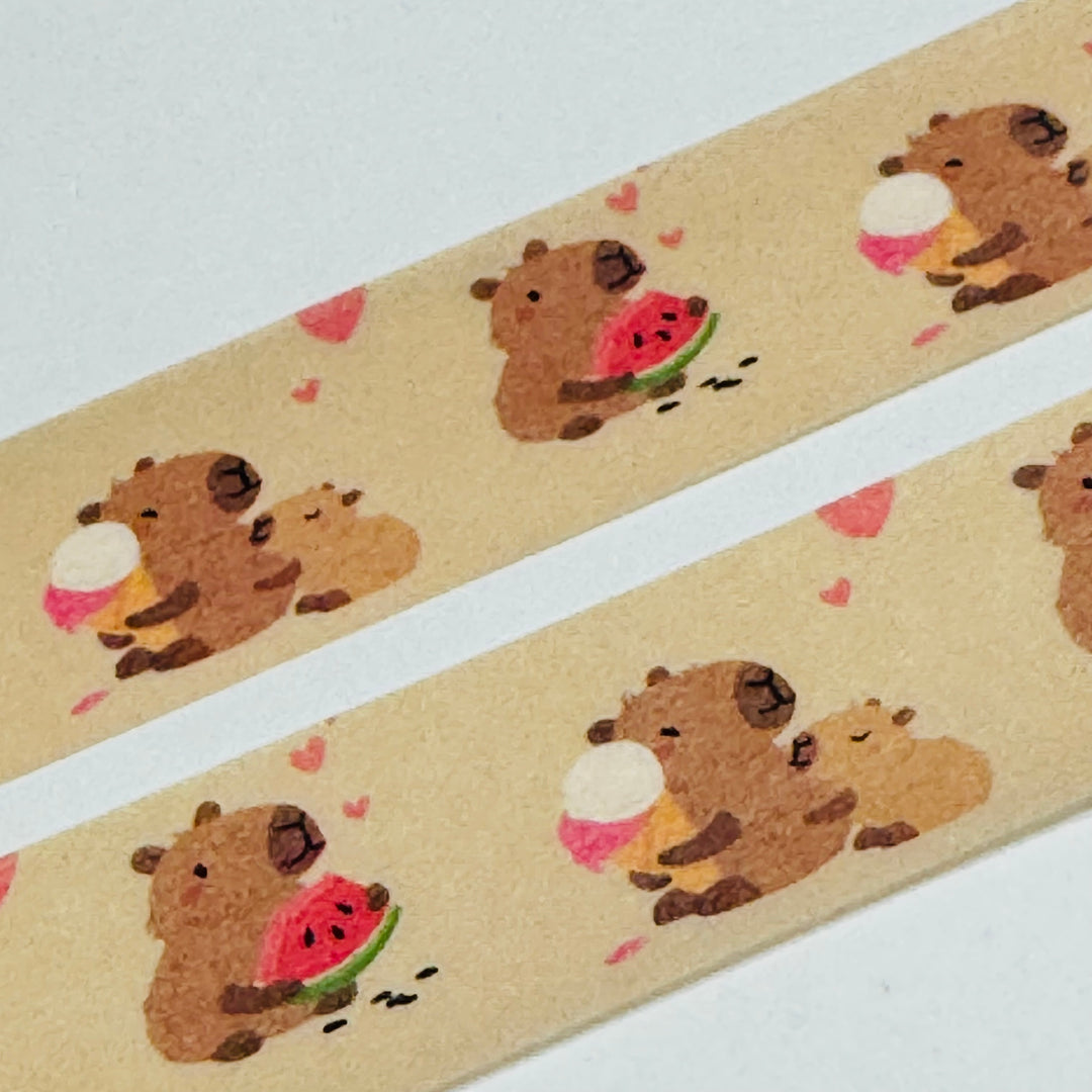 CAPYBARA MUNCHING On WATERMELON Washi Tape ~ 1 Roll ~ 15mm x 10m (33 Feet)