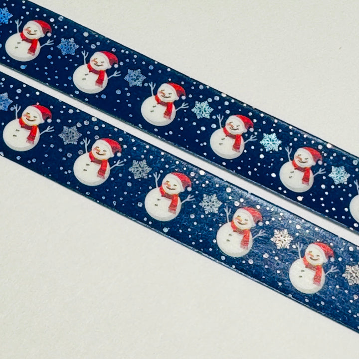 RED WHITE & BLUE PATRIOTIC SNOWMAN Silver Foil Washi Tape ~ 1 Roll ~ 15mm x 10m (33 Feet)