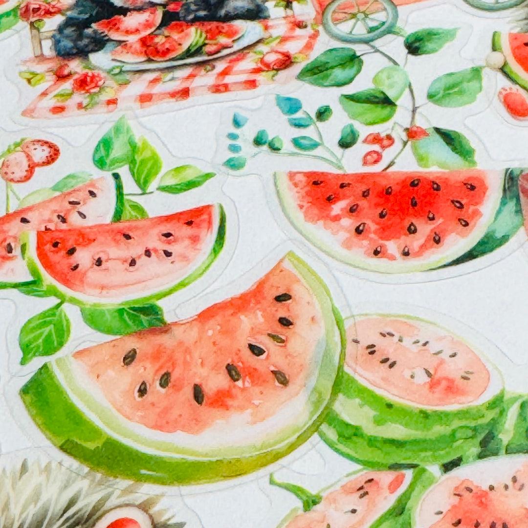WATERMELON DELIGHT PANDA & HEDGEHOG FAVORITES Peelable Stickers  ~ 40 Pieces ~ Each Sticker is 25-45mm