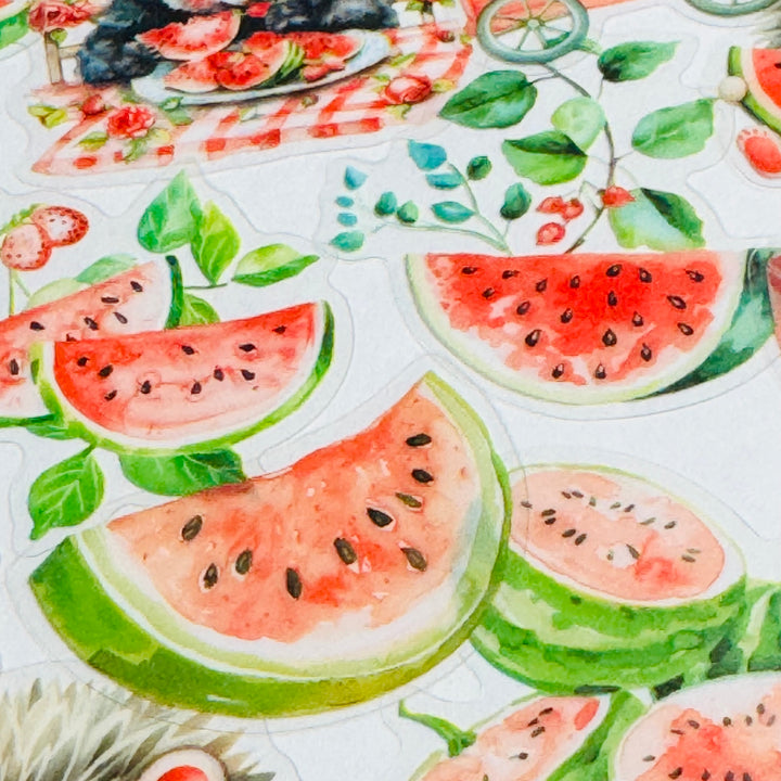 WATERMELON DELIGHT PANDA & HEDGEHOG FAVORITES Peelable Stickers  ~ 40 Pieces ~ Each Sticker is 25-45mm
