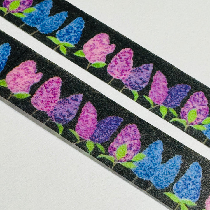 FRAGRANT LILACS CLUSTER Floral Saien Masking Washi Tape ~ 1 Roll ~ 15mm x 7m (23 Feet)