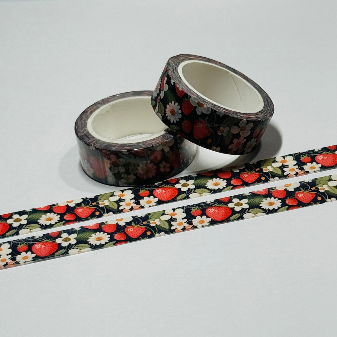 SWEET SUMMER STRAWBERRIES Washi Tape ~ 1 Roll ~ 15mm x 10m (33 Feet)