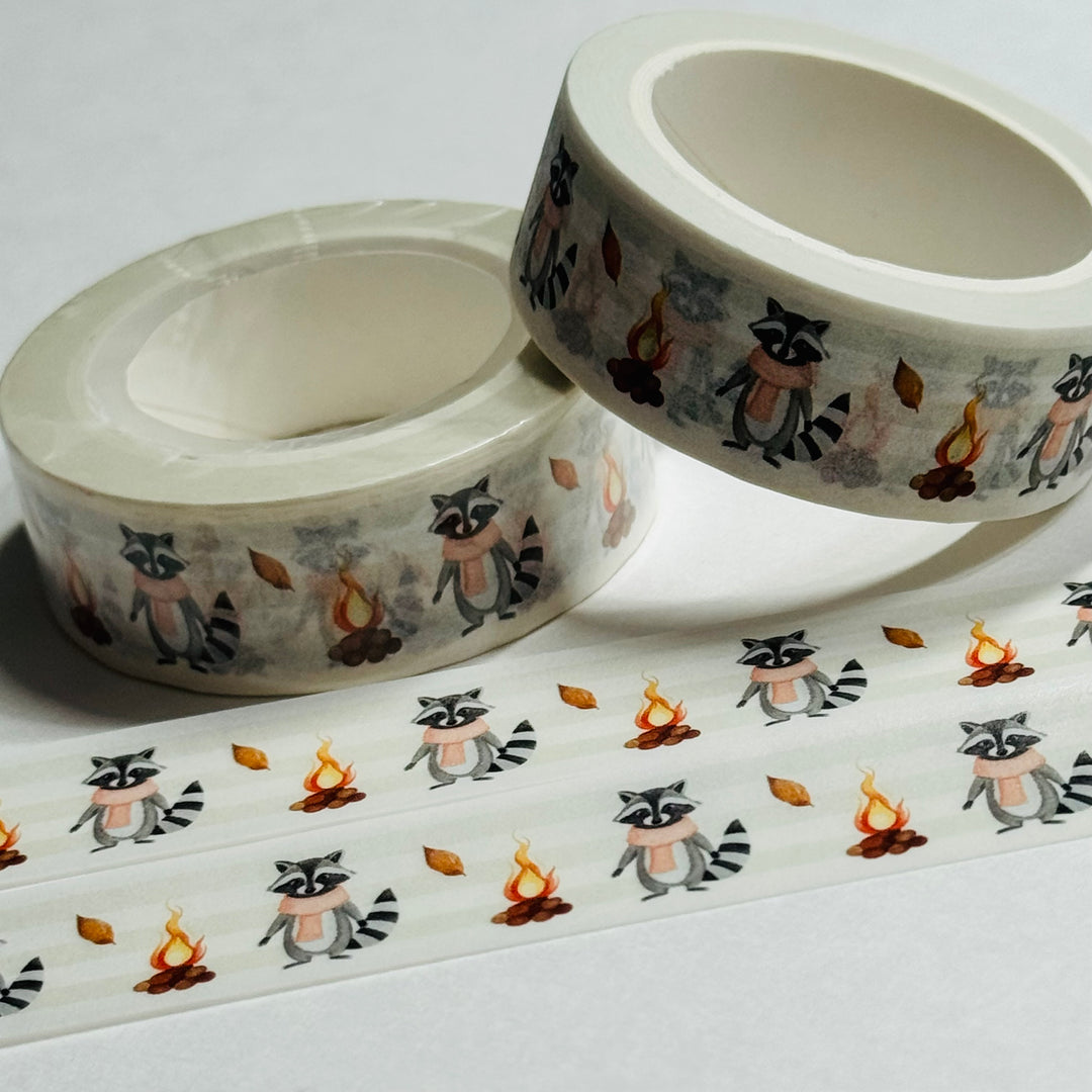 RACCOON BRAVING THE COLD WEATHER Washi Tape ~ 1 Roll ~ 15mm x 10m (33 Feet)