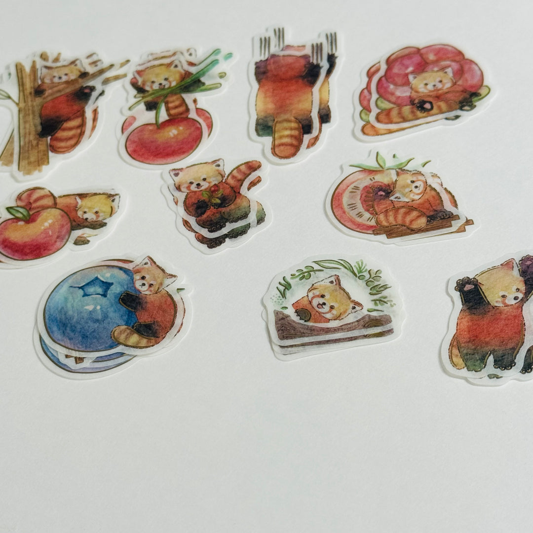 RAMBUNCTIOUS RED PANDAS Gold Foil World Craft Sticker Flakes ~ 30 Pieces ~ 10 Designs (3 Each Design)