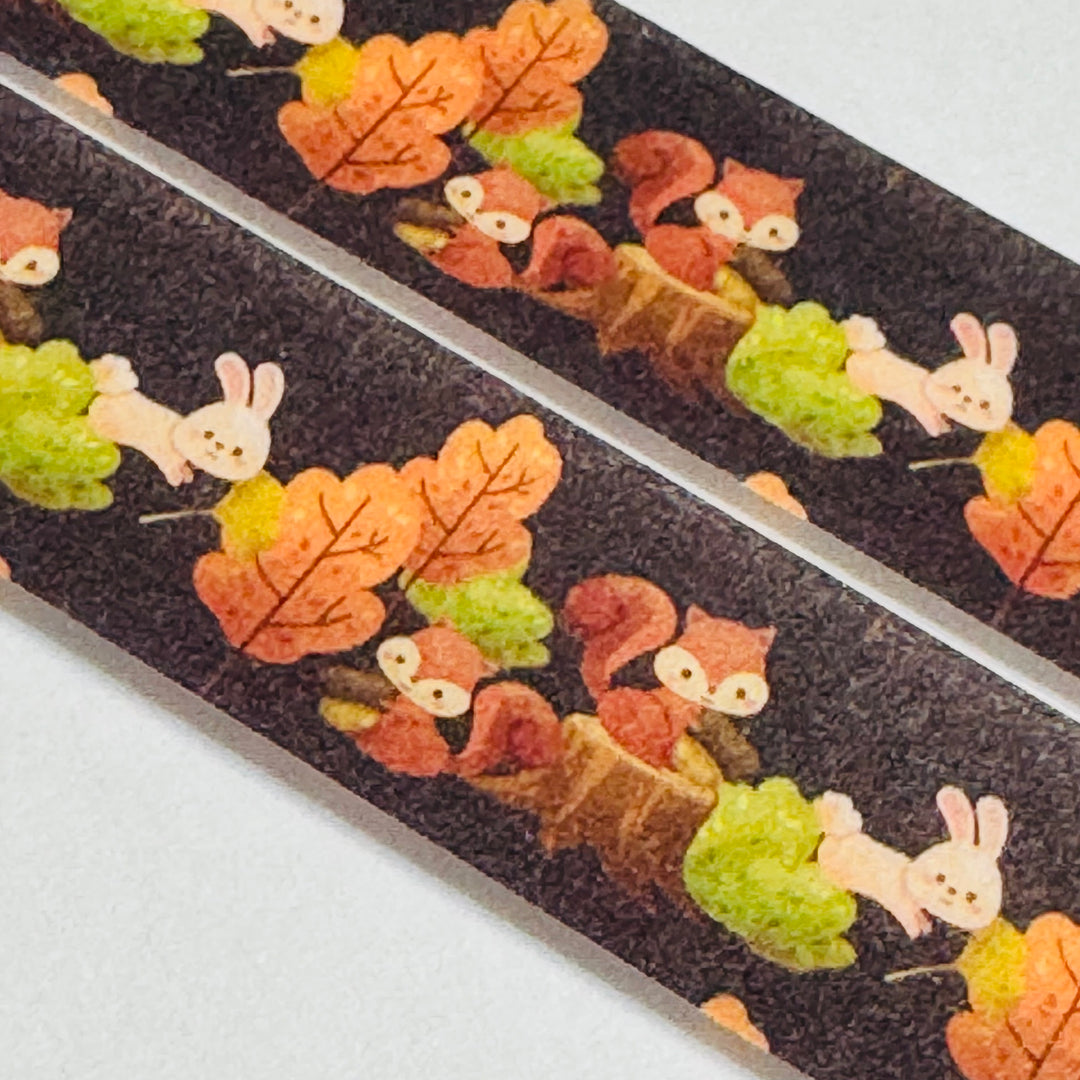 SQUIRRELS & RABBITS AUTUMN PLAYGROUND Washi Tape ~ 1 Roll ~ 15mm x 10m (33 Feet)