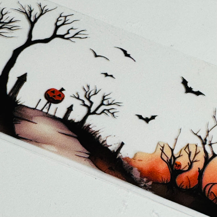 CINEMATIC HAUNTED GRAVEYARD Halloween PET Washi Tape ~ 1 Roll ~ 40mm x 2m (7 Feet)