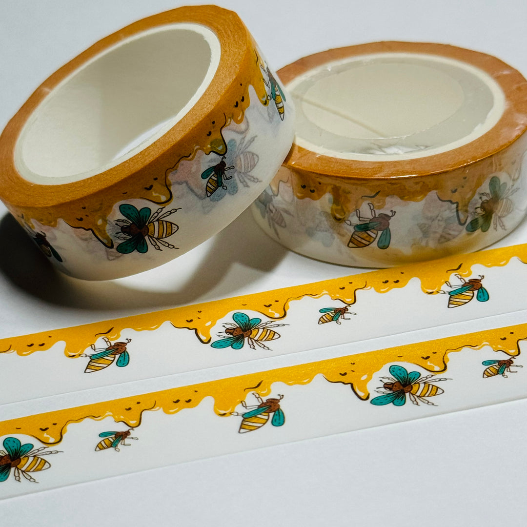 BUSY POLLINATING Honey Bee Washi Tape - 1 Roll - 15mm x 10m (33 Feet)