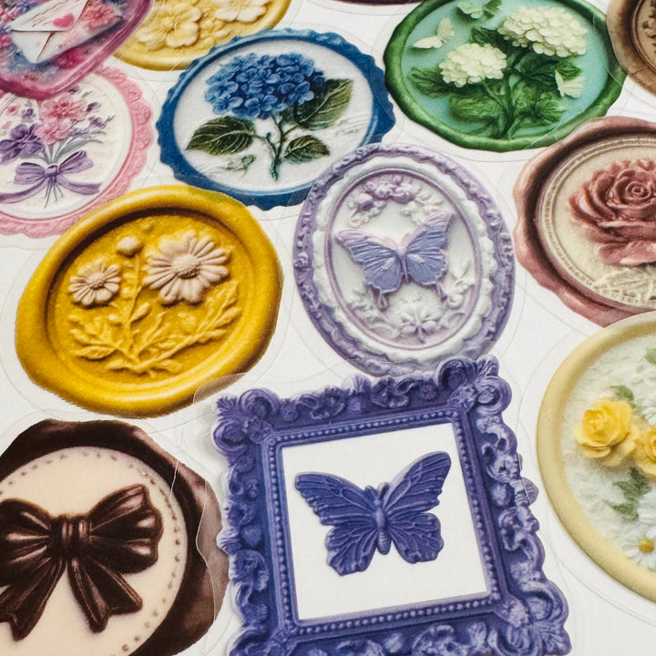 FAUX EMBOSSED SEALING WAX Peelable Stickers  ~ 50 Pieces ~ Each Sticker is 2 Inches