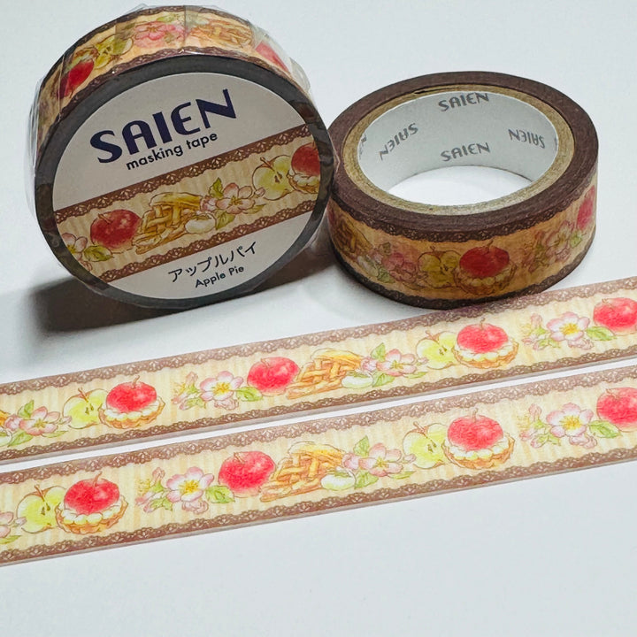 DELICIOUS APPLE PIE Autumn Saien Masking Washi Tape ~ 1 Roll ~ 15mm x 7m (23 Feet)