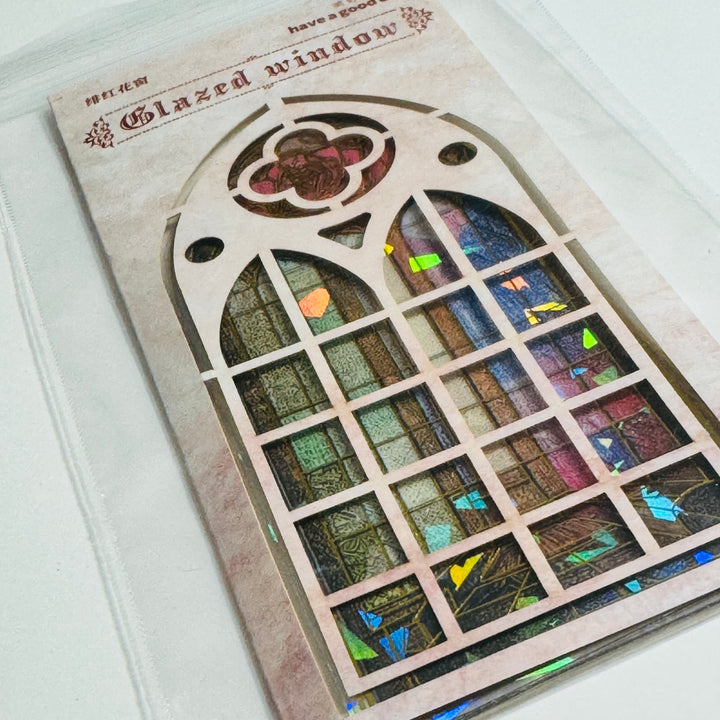 CATHEDRAL ROSE STAINED Glass Windows Gold Foil Peelable Stickers ~ 10 Large Stickers ~ 60-120mm