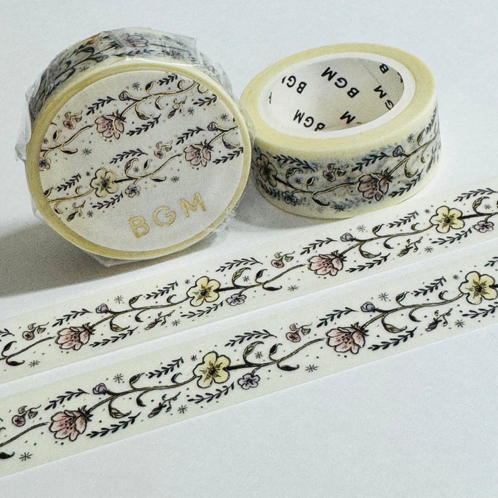 DAISY GARLAND Flower Girl Gold Foil Washi Tape Designed By BGM ~ 1 Roll ~ 15mm x 5m (16 Feet)