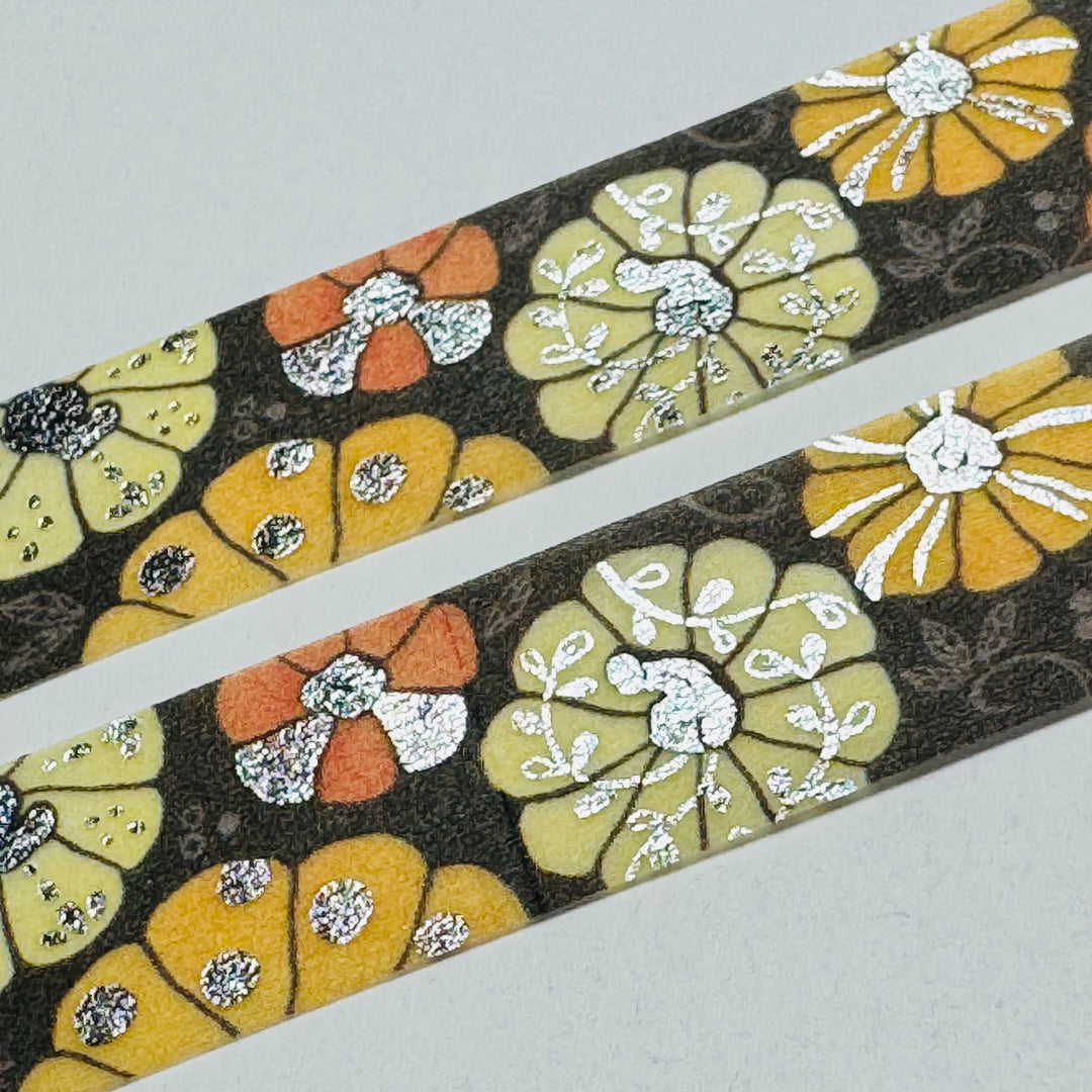 SILVER FALL PUMPKINS & GUORDS Saien Masking Washi Tape ~ 1 Roll ~ 15mm x 7m (23 Feet)