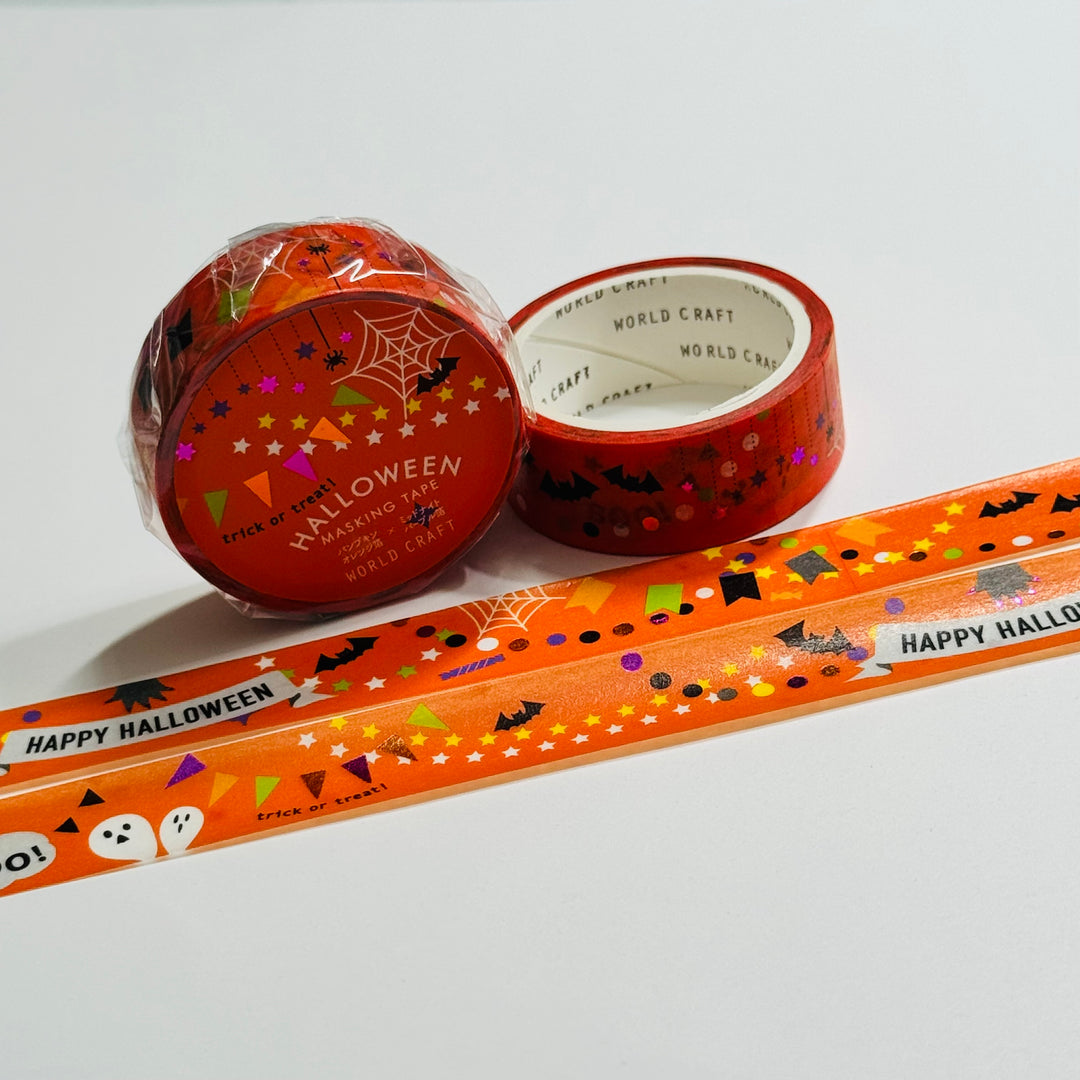 HALLOWEEN TRICK Or TREAT PARTY Foiled Saien Masking Washi Tape ~ 1 Roll ~ 15mm x 5m (Feet)