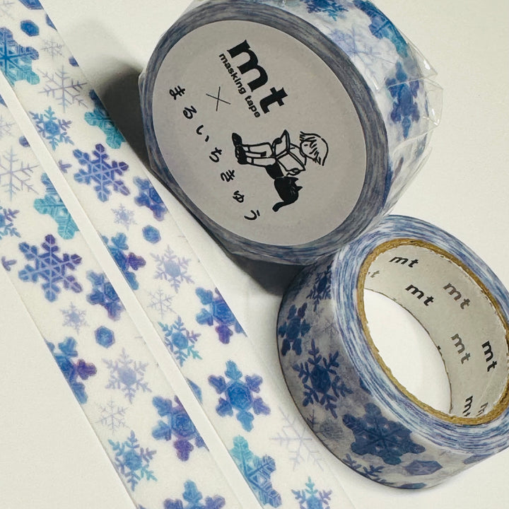 WINTER FALLING SNOWFLAKES by Maruichikyu Mt Washi Tape - 1 Roll  - 15mm x 7m (23 Feet)