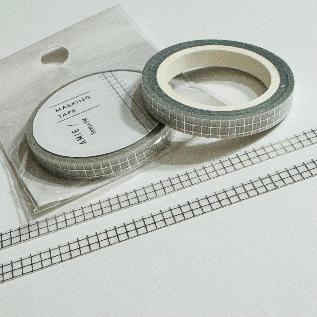 EXQUISITE SILVER GRID Foil World Craft Skinny Washi Tape ~ 1 Roll ~ 5mm x 5m (16 Feet)
