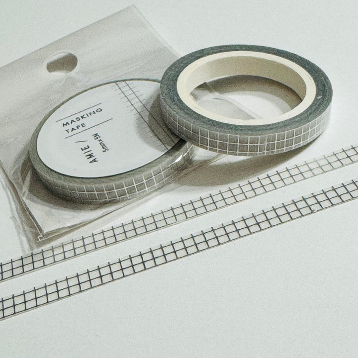 EXQUISITE SILVER GRID Foil World Craft Skinny Washi Tape ~ 1 Roll ~ 5mm x 5m (16 Feet)