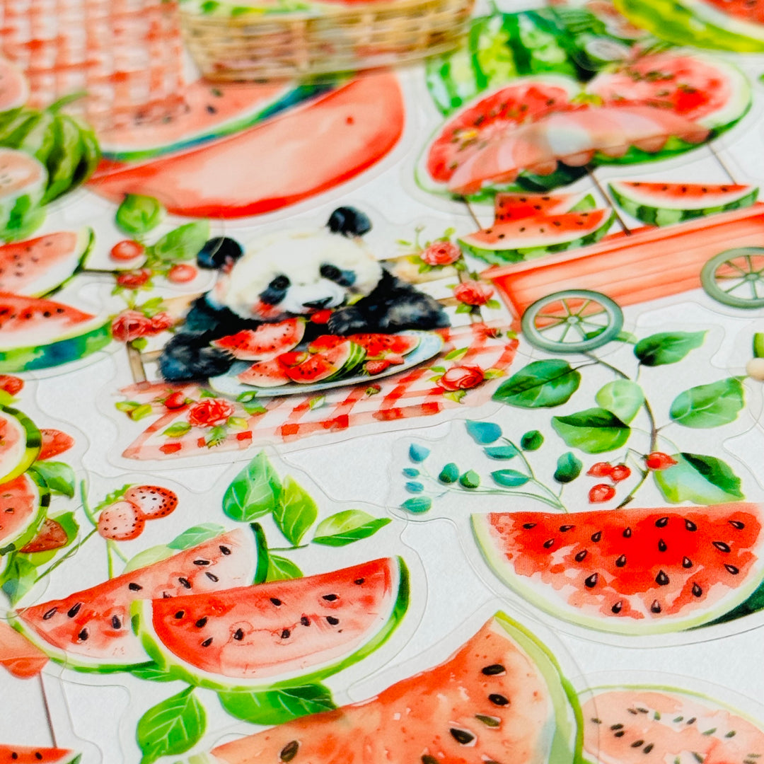 WATERMELON DELIGHT PANDA & HEDGEHOG FAVORITES Peelable Stickers  ~ 40 Pieces ~ Each Sticker is 25-45mm