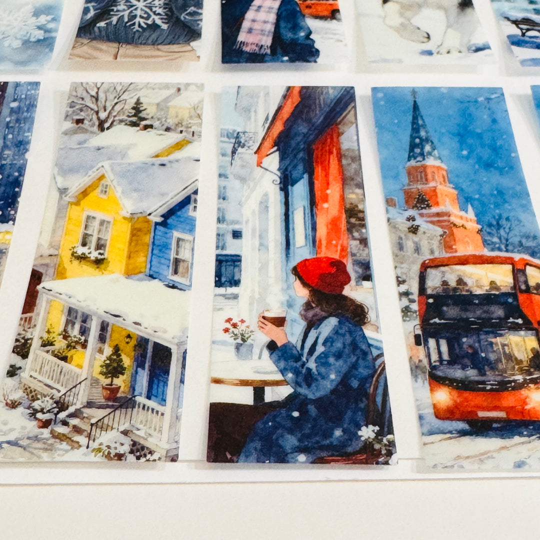 WINTER FUN GIRL In The City Ephemera Sticker Pack ~ 25 Pieces ~ 30mm x 95mm