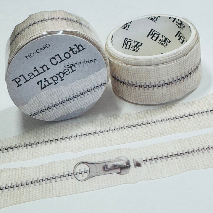 ZIPPER WHITE FAUX Fabric Paper Washi Tape ~ 1 Roll ~ 18mm x 3m (10 Feet)