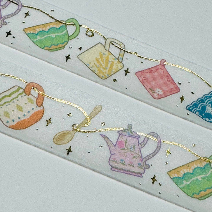 THIS LITTLE TEAPOT Gold Foil Washi Tape Designed By BGM ~ 1 Roll ~ 20mm x 5m (16 Feet)