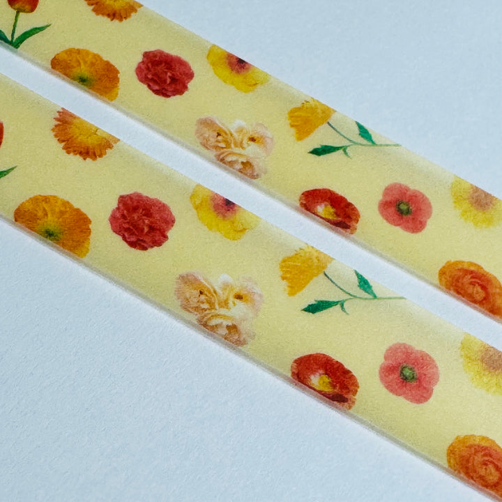 TOSSED POPPIES FLOWERS Floral World Craft Washi Tape ~ 1 Roll ~ 15mm x 7m (23 Feet)