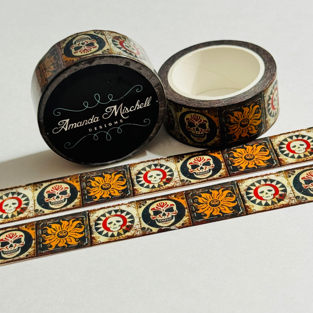 RUSTIC MACABRE HALLOWEEN Tiles Amanda Mischell Washi Tape ~ 1 Roll ~ 18mm x 10m (33 Feet)