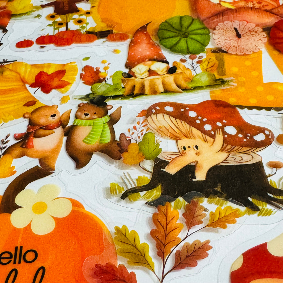 AESTHETIC FALL WATERCOLOR Peelable PET Stickers  ~ 51 Pieces ~ Approximately 2 Inches