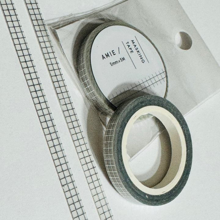 EXQUISITE SILVER GRID Foil World Craft Skinny Washi Tape ~ 1 Roll ~ 5mm x 5m (16 Feet)