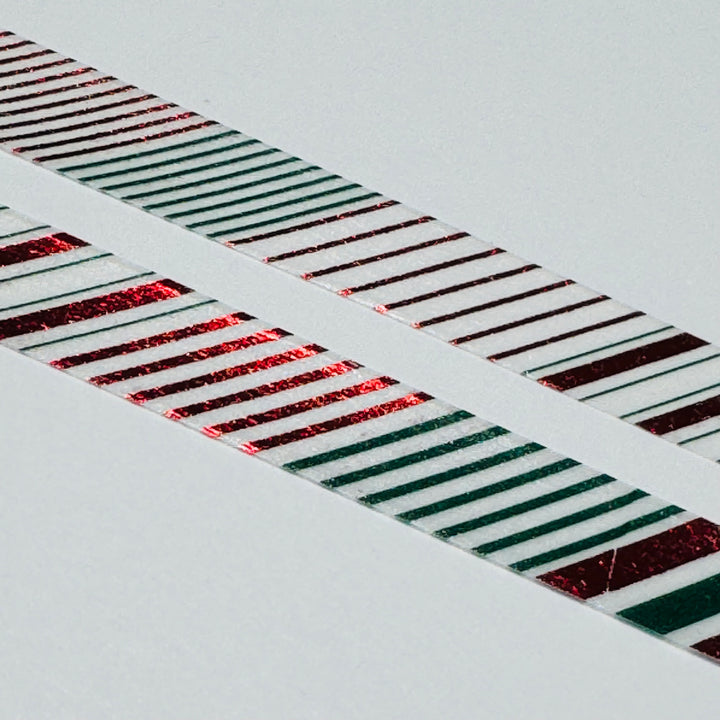 COLOR STRIPE CHRISTMAS RED & GREEN FOIL MT Washi Tape ~ 1 Roll ~ 10mm x 5m (16 Feet)