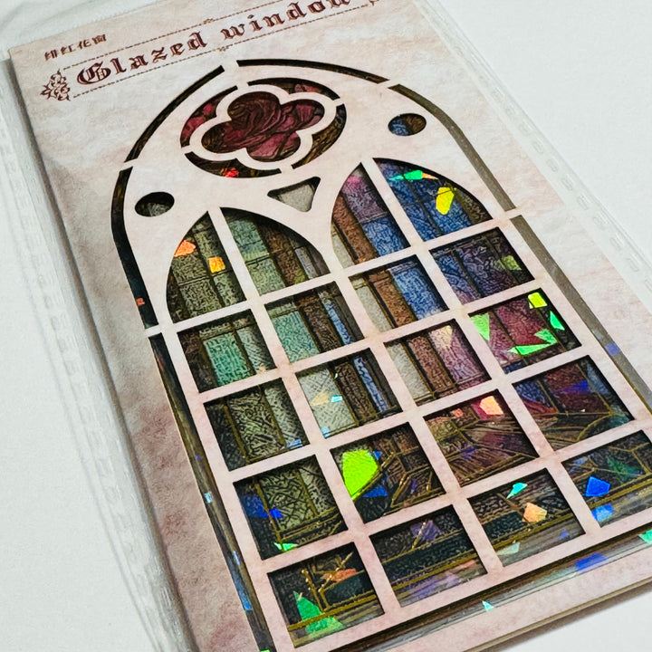 CATHEDRAL ROSE STAINED Glass Windows Gold Foil Peelable Stickers ~ 10 Large Stickers ~ 60-120mm