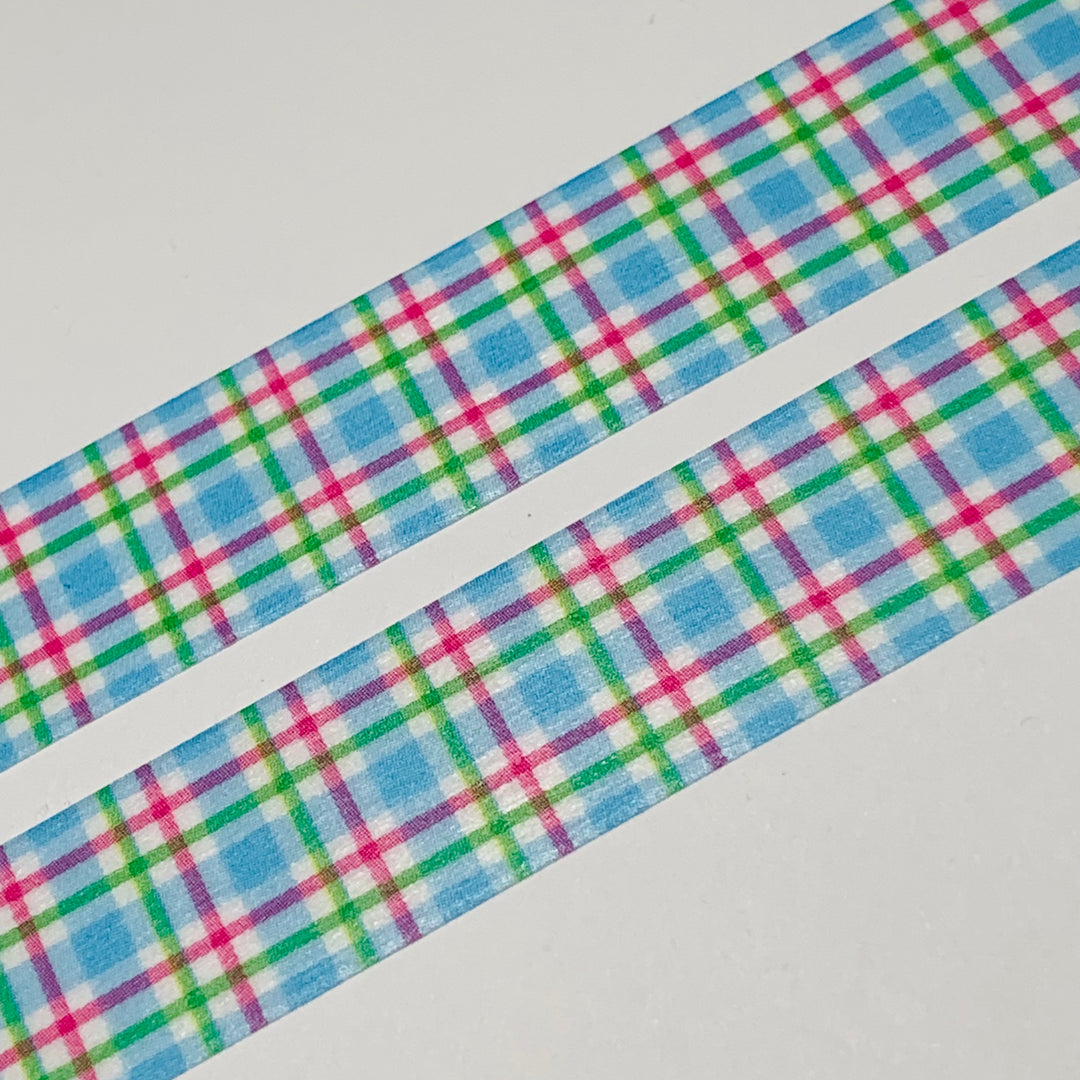 COLORFUL CHECKERED BLUE Plaid Mt Washi Tape - 1 Roll - 15mm x 7m (23 Feet)