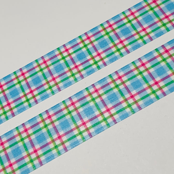 COLORFUL CHECKERED BLUE Plaid Mt Washi Tape - 1 Roll - 15mm x 7m (23 Feet)